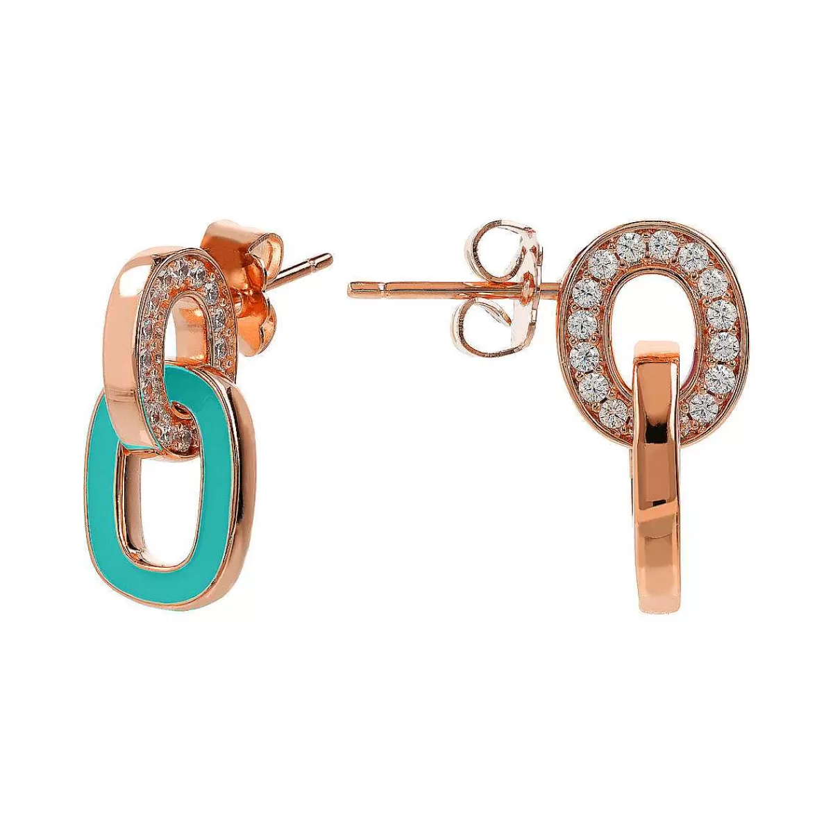 Fashion Orecchini Pendenti Con Doppia Maglia Smaltata E Pave Di Cubic Zirconia Orecchini