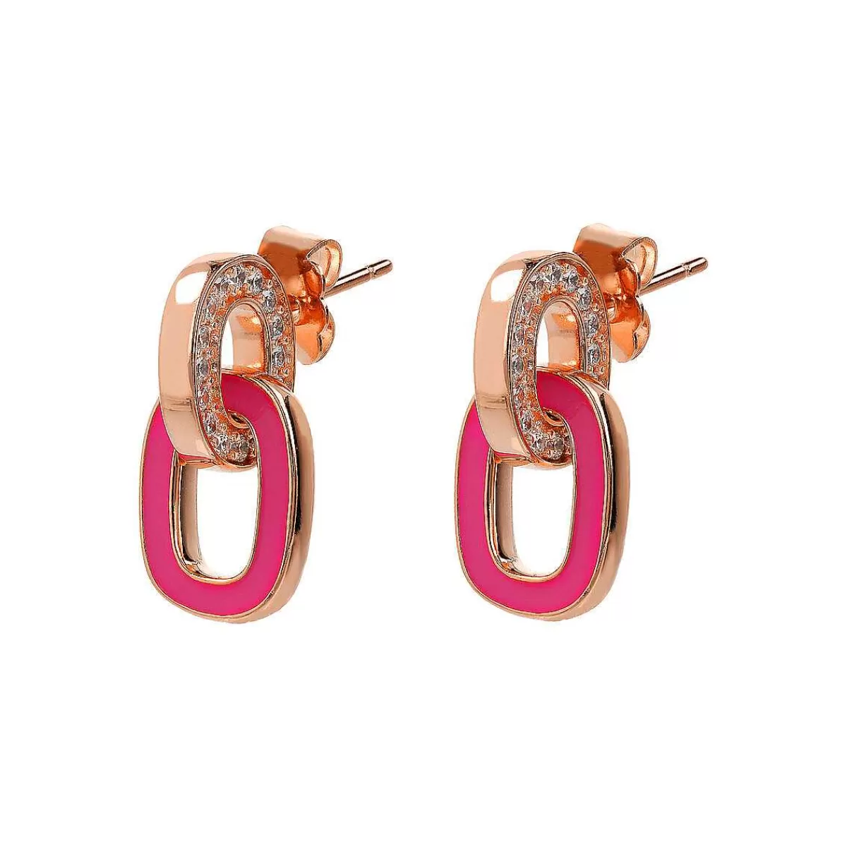 Fashion Orecchini Pendenti Con Doppia Maglia Smaltata E Pave Di Cubic Zirconia Orecchini
