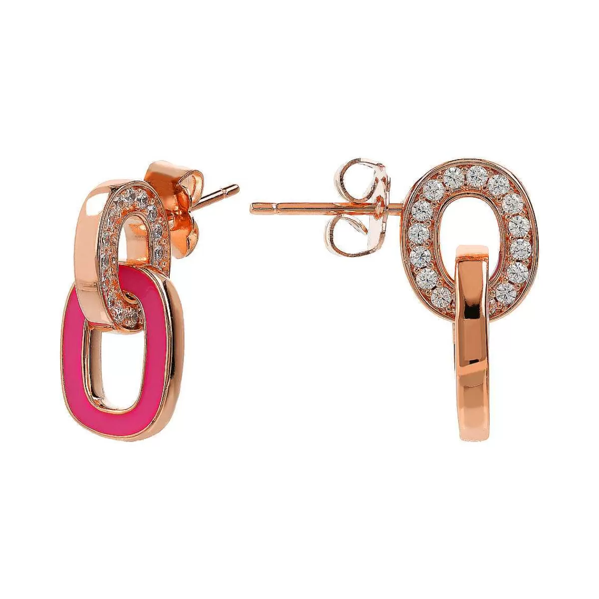 Fashion Orecchini Pendenti Con Doppia Maglia Smaltata E Pave Di Cubic Zirconia Orecchini