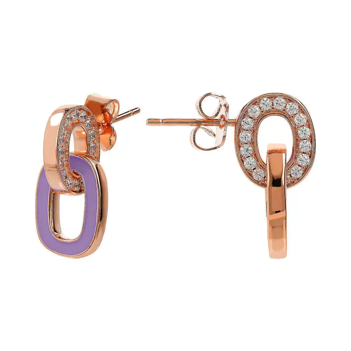 Fashion Orecchini Pendenti Con Doppia Maglia Smaltata E Pave Di Cubic Zirconia Orecchini