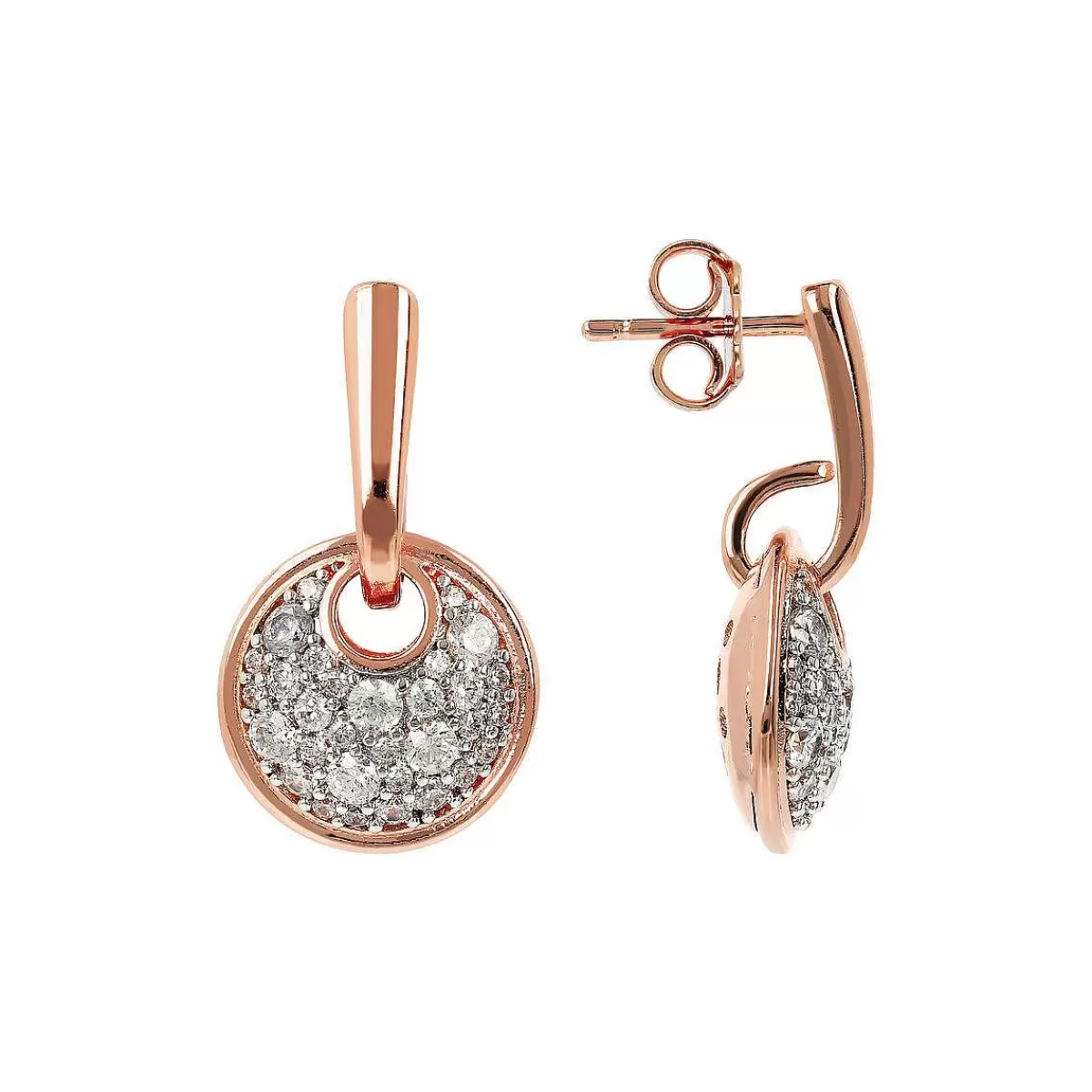 Flash Sale Orecchini Pendenti Con Elemento Tondo In Pave In Cubic Zirconia Orecchini