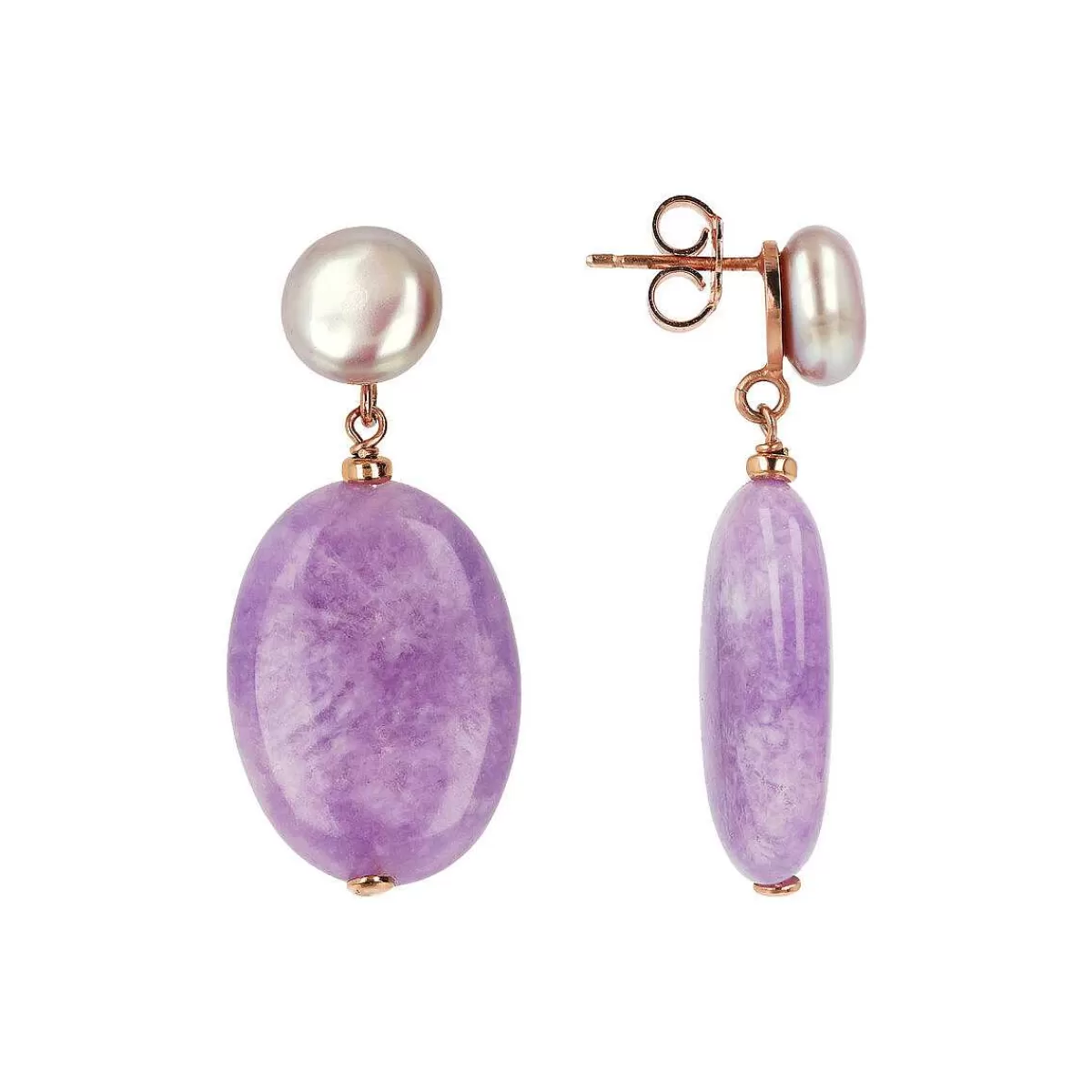 Online Orecchini Pendenti Con Perle D'Acqua Dolce E Ametista Viola Ovale O 9/10 Mm Orecchini