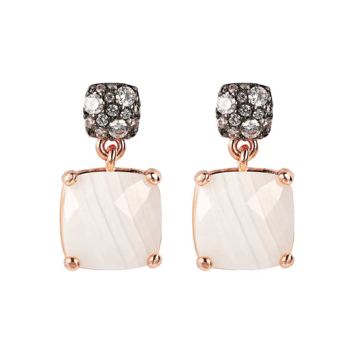 Flash Sale Orecchini Pendenti Con Pietra Naturale Quadrata Sfaccettata E Pave Orecchini