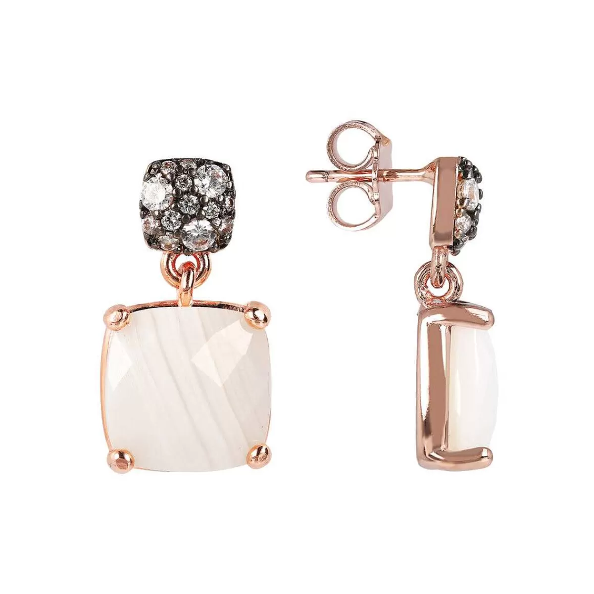 Flash Sale Orecchini Pendenti Con Pietra Naturale Quadrata Sfaccettata E Pave Orecchini