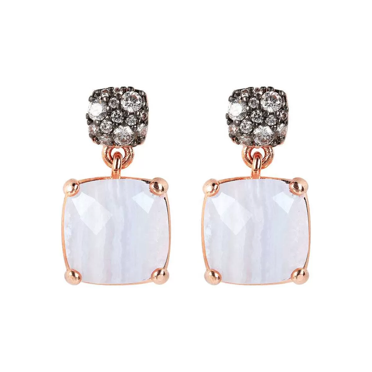 Flash Sale Orecchini Pendenti Con Pietra Naturale Quadrata Sfaccettata E Pave Orecchini