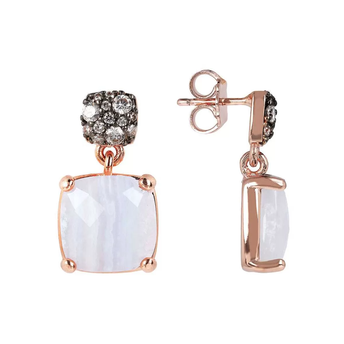 Flash Sale Orecchini Pendenti Con Pietra Naturale Quadrata Sfaccettata E Pave Orecchini