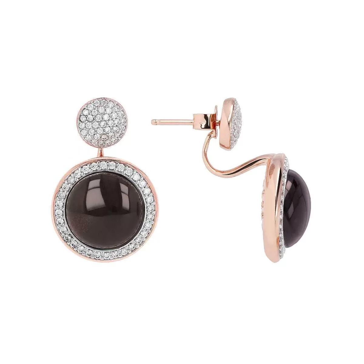 New Orecchini Pendenti Con Pietra Naturale Rotonda E Pave Di Cubic Zirconia Orecchini