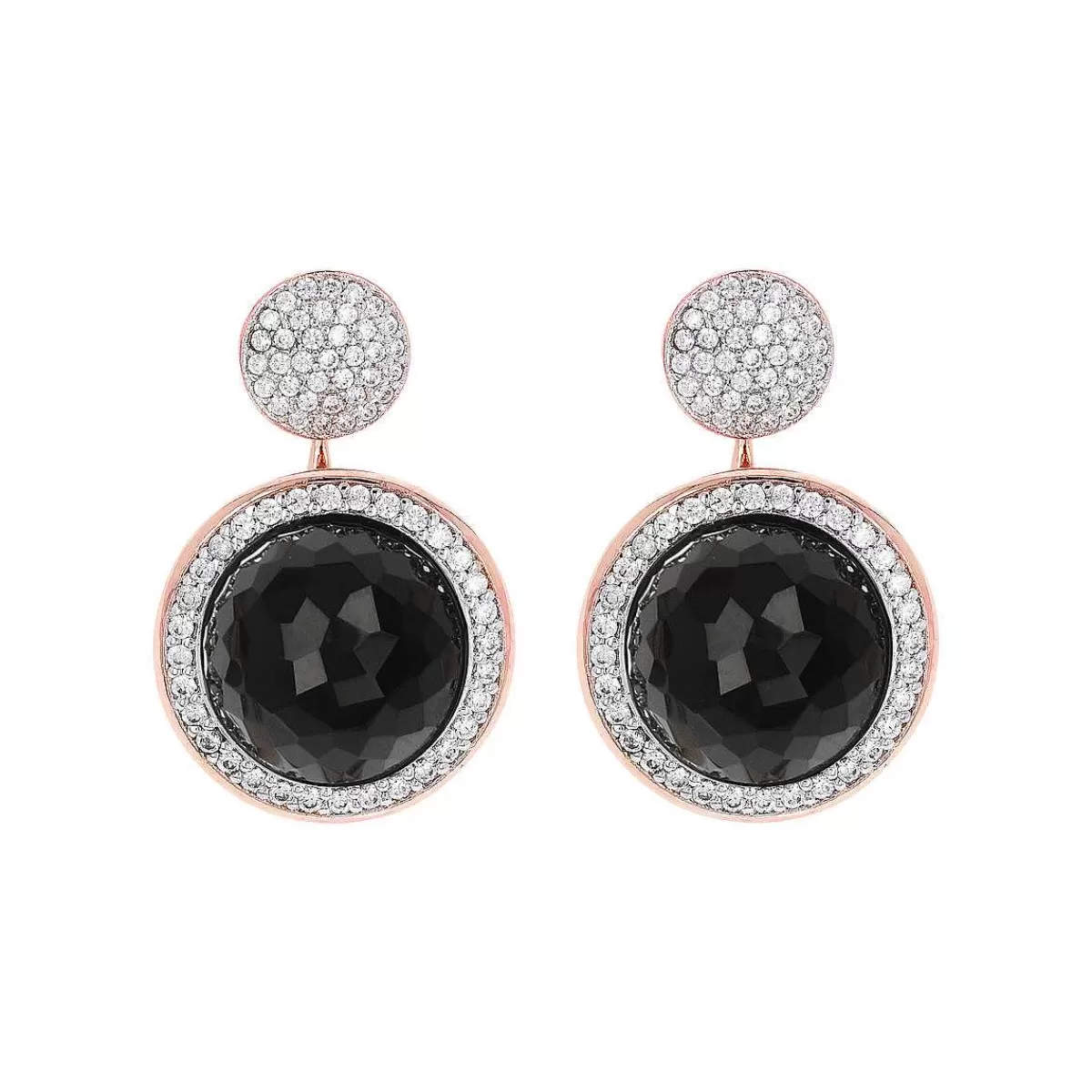 New Orecchini Pendenti Con Pietra Naturale Rotonda E Pave Di Cubic Zirconia Orecchini