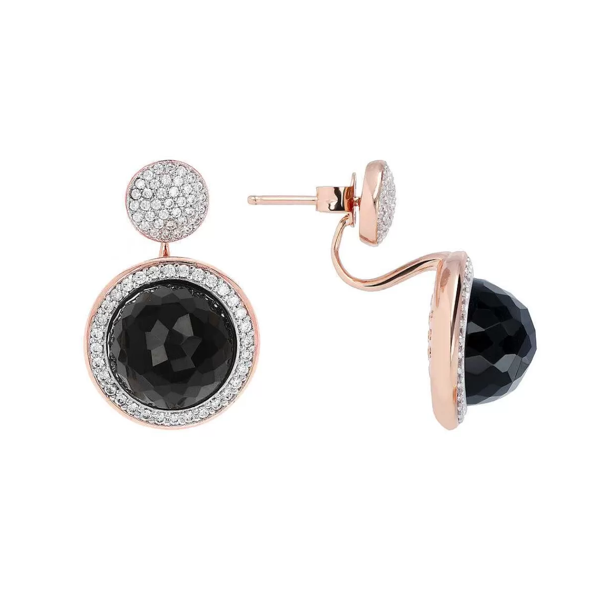 New Orecchini Pendenti Con Pietra Naturale Rotonda E Pave Di Cubic Zirconia Orecchini