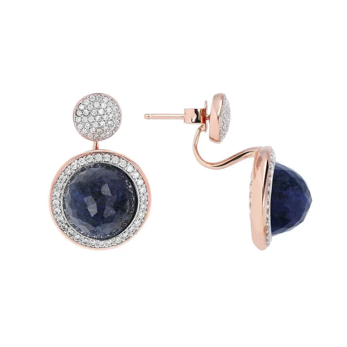 New Orecchini Pendenti Con Pietra Naturale Rotonda E Pave Di Cubic Zirconia Orecchini