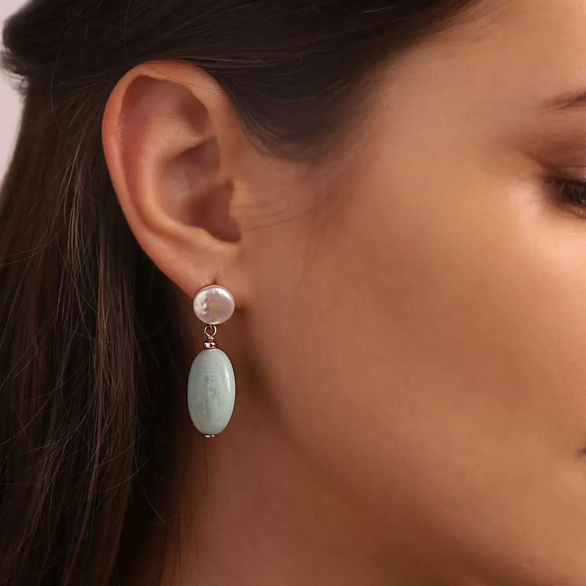 Shop Orecchini Pendenti Con Pietre Naturali E Perle Coltivate D'Acqua Dolce O 8,5 Mm Orecchini