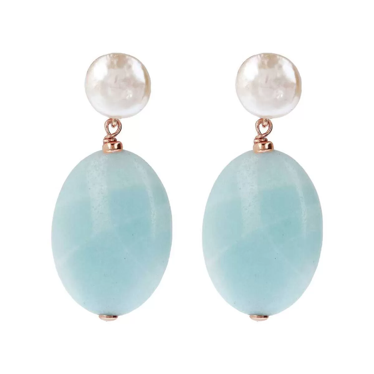 Shop Orecchini Pendenti Con Pietre Naturali E Perle Coltivate D'Acqua Dolce O 8,5 Mm Orecchini