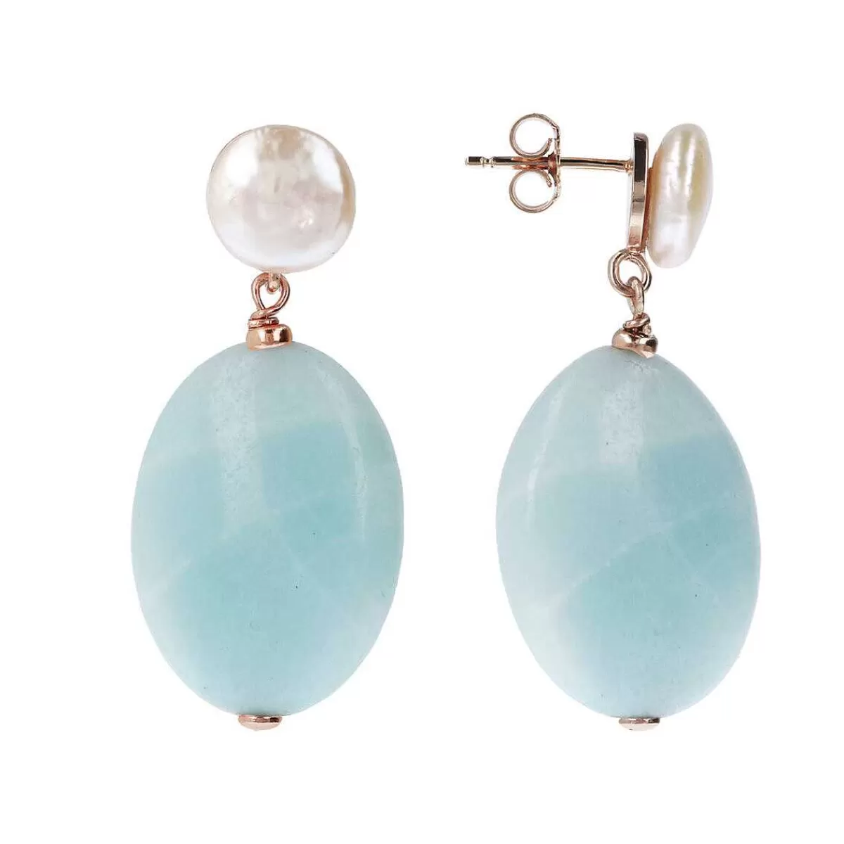 Shop Orecchini Pendenti Con Pietre Naturali E Perle Coltivate D'Acqua Dolce O 8,5 Mm Orecchini