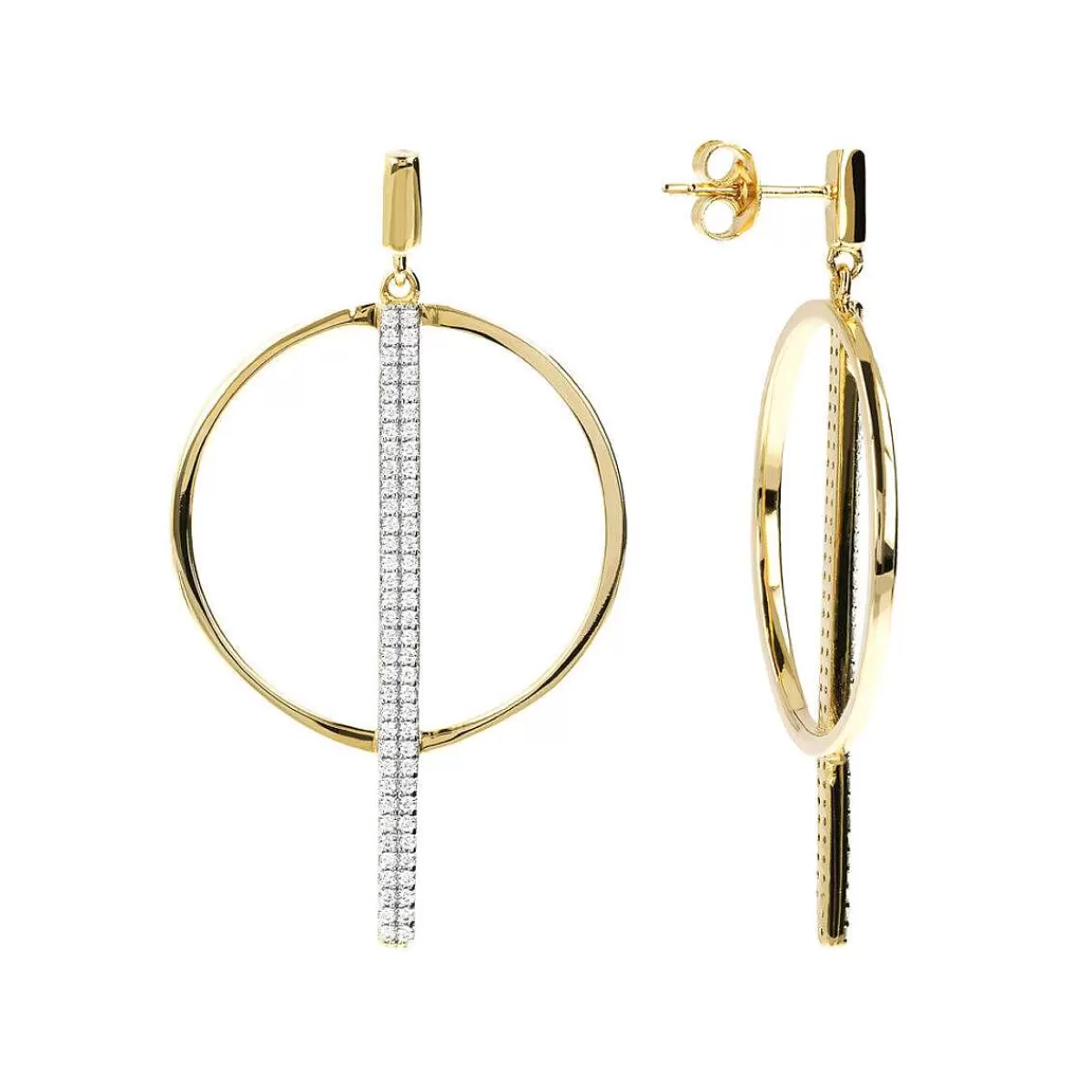 Best Orecchini Pendenti Dorati Con Cerchio E Pave Di Cubic Zirconia Orecchini