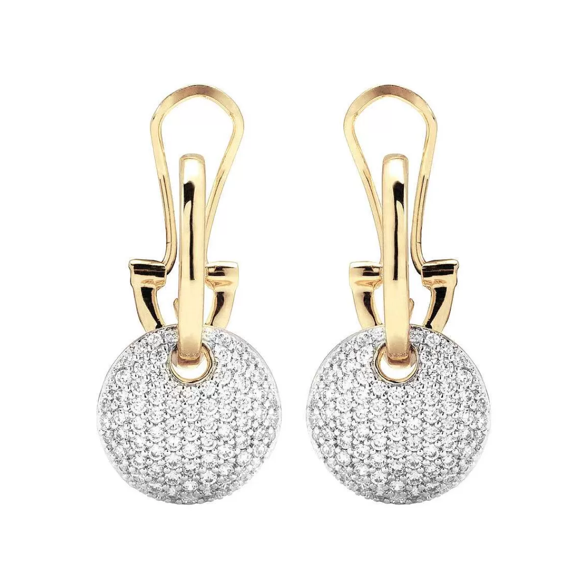 Shop Orecchini Pendenti Dorati Con Pave Rotondo In Cubic Zirconia Orecchini