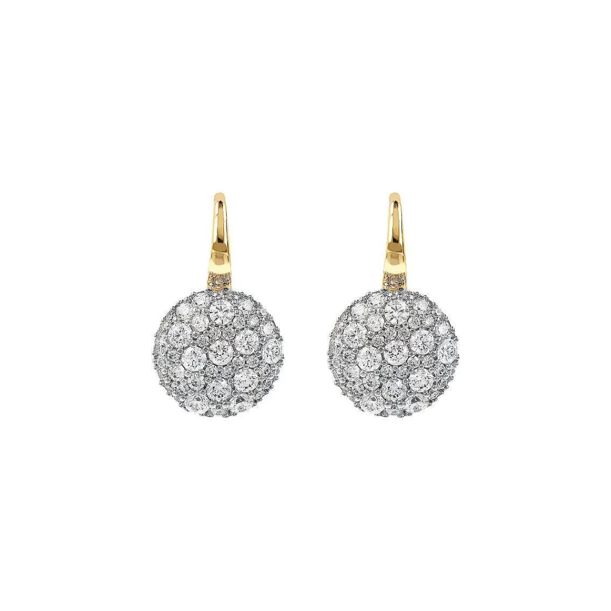 Cheap Orecchini Pendenti Dorati Con Pave Rotondo In Cubic Zirconia Orecchini