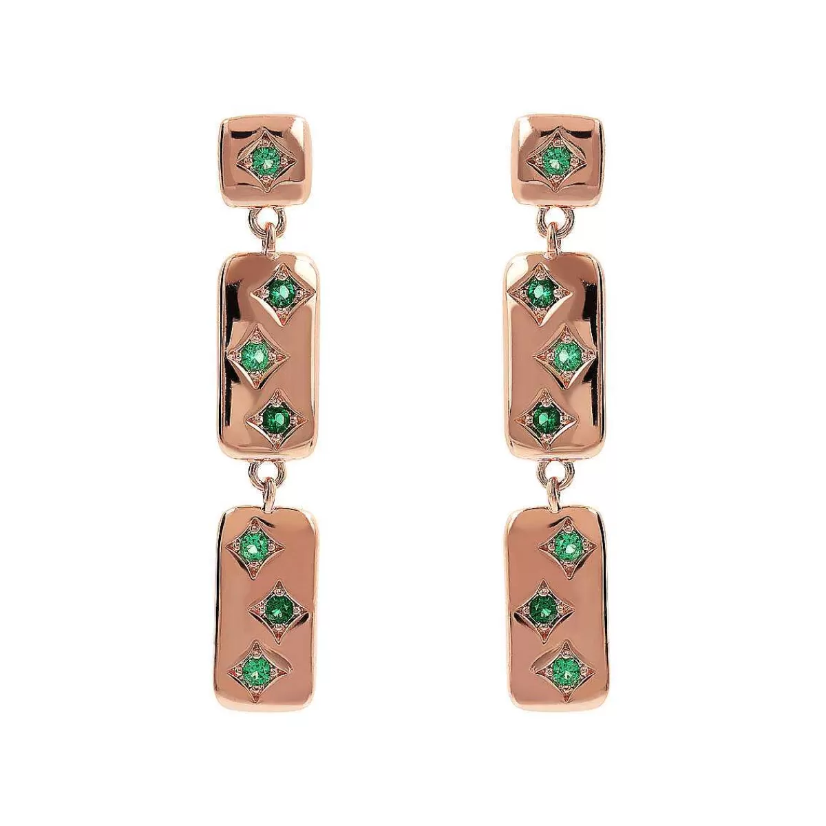 Fashion Orecchini Pendenti Etoile Con Elementi Rettangolari E Punti Luce In Cubic Zirconia Orecchini