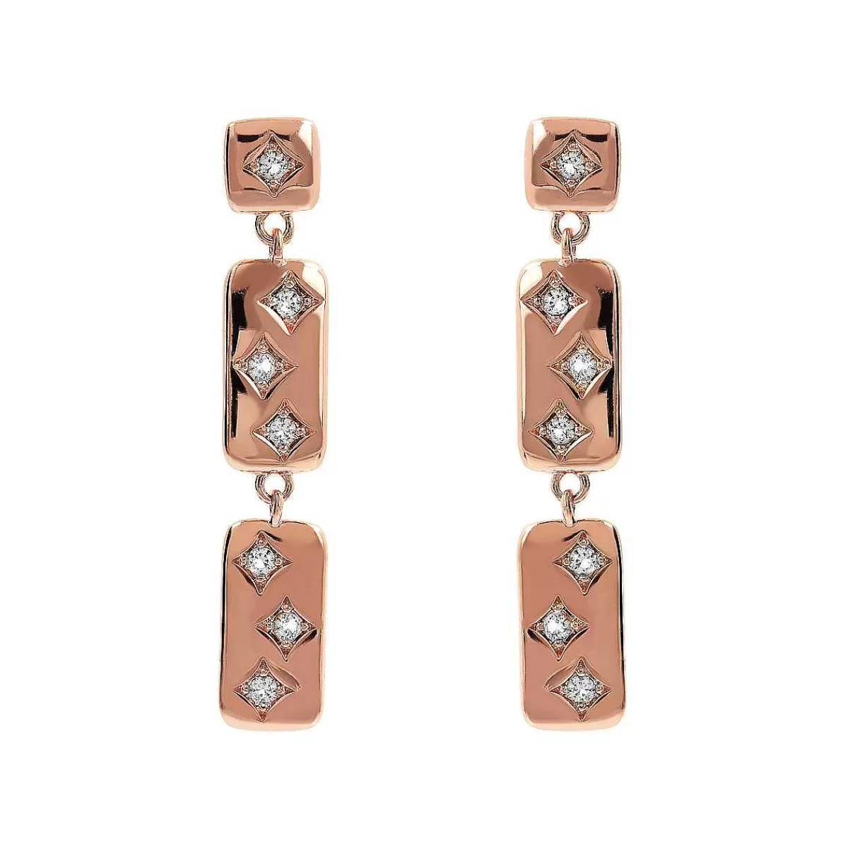Fashion Orecchini Pendenti Etoile Con Elementi Rettangolari E Punti Luce In Cubic Zirconia Orecchini
