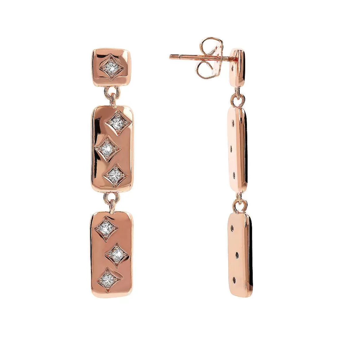 Fashion Orecchini Pendenti Etoile Con Elementi Rettangolari E Punti Luce In Cubic Zirconia Orecchini