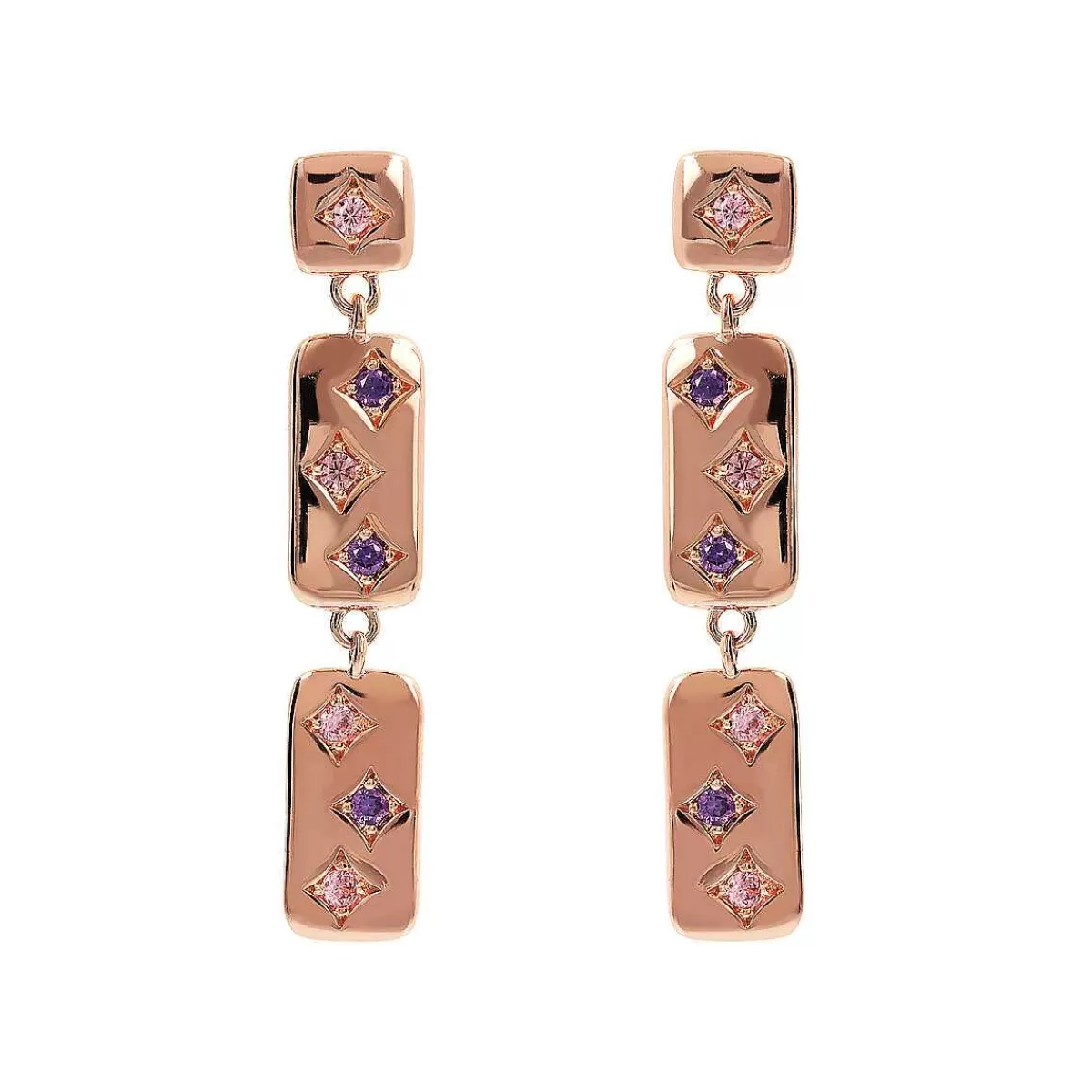Fashion Orecchini Pendenti Etoile Con Elementi Rettangolari E Punti Luce In Cubic Zirconia Orecchini