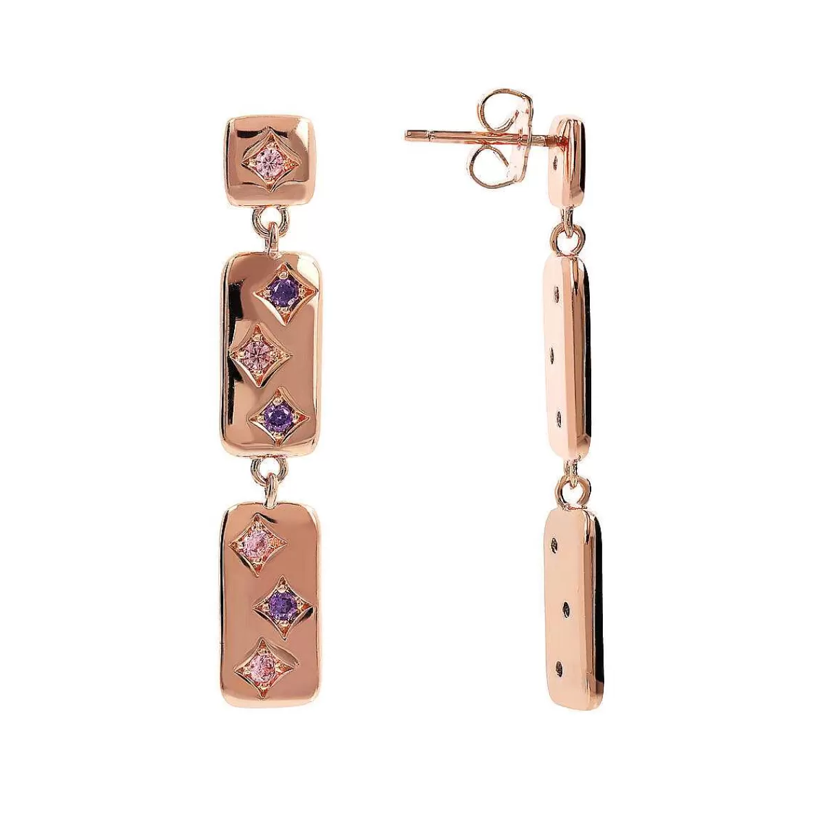 Fashion Orecchini Pendenti Etoile Con Elementi Rettangolari E Punti Luce In Cubic Zirconia Orecchini