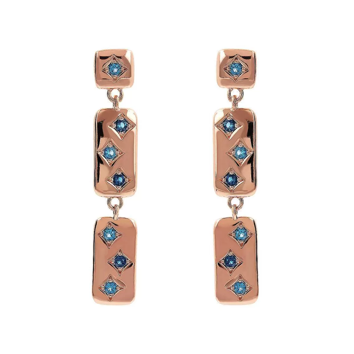 Fashion Orecchini Pendenti Etoile Con Elementi Rettangolari E Punti Luce In Cubic Zirconia Orecchini