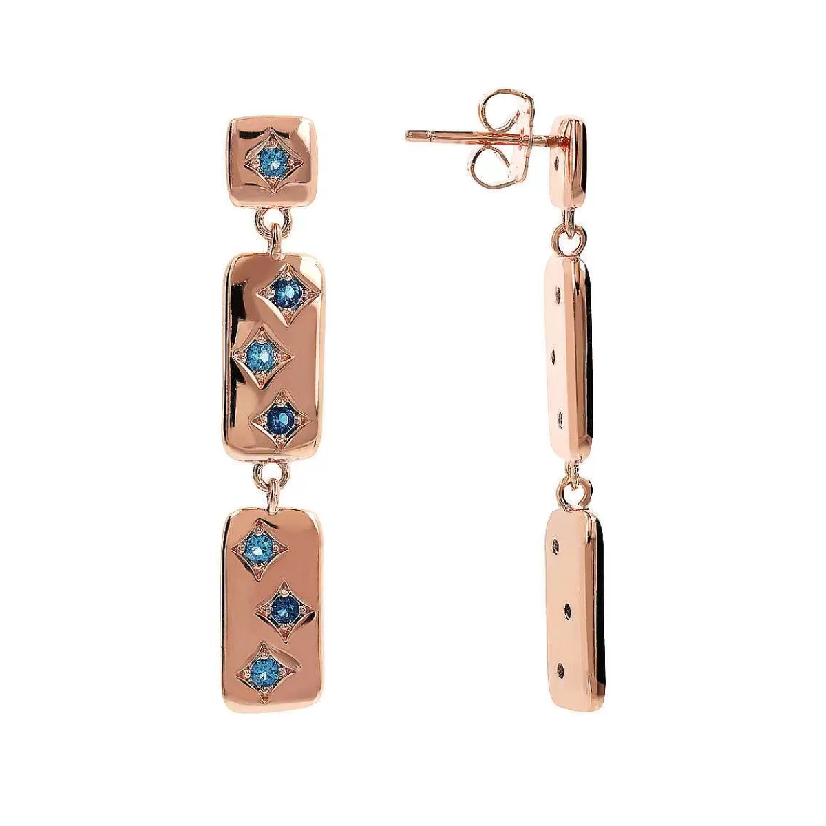 Fashion Orecchini Pendenti Etoile Con Elementi Rettangolari E Punti Luce In Cubic Zirconia Orecchini