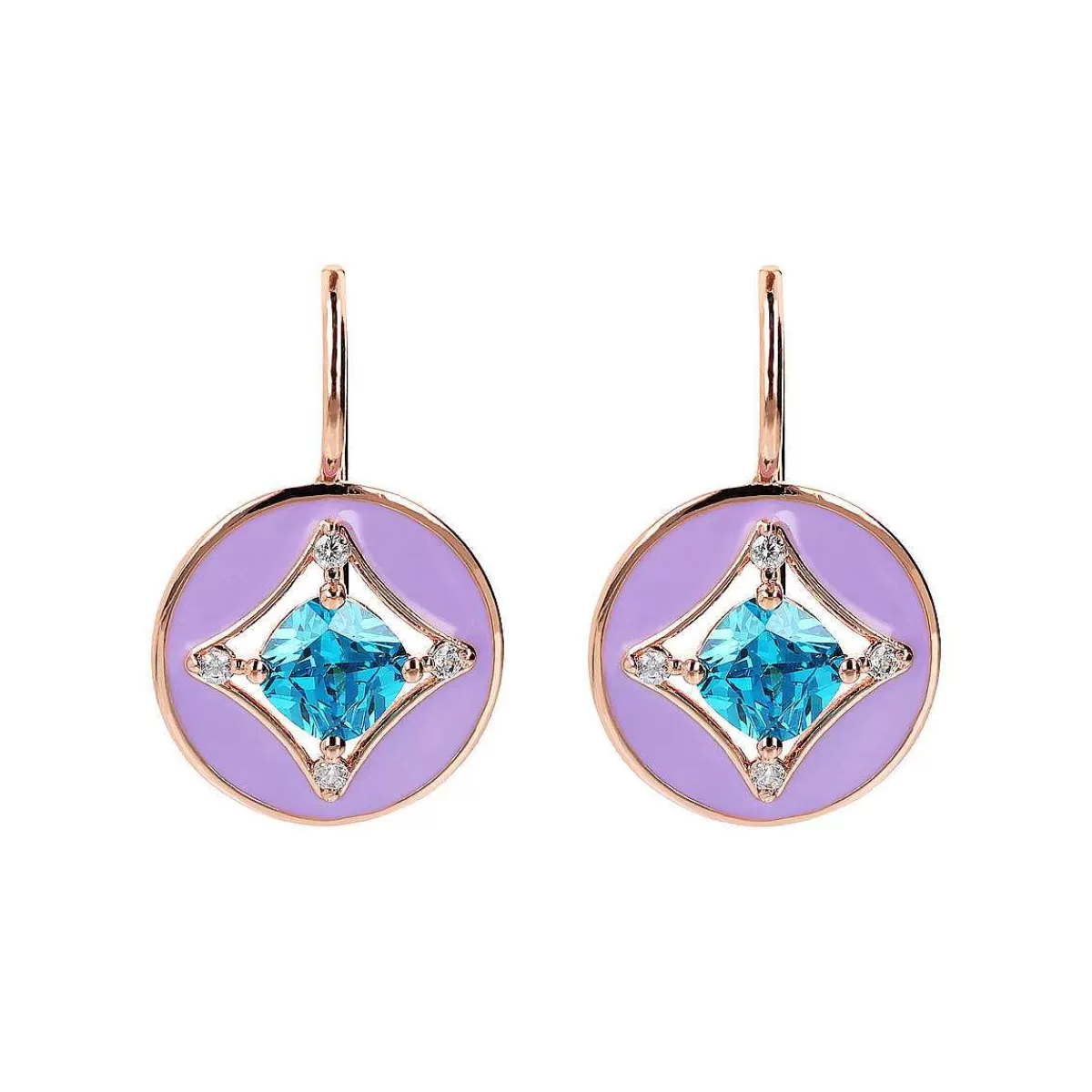 Online Orecchini Pendenti Etoile Con Elemento Tondo Smaltato E Cubic Zirconia Orecchini
