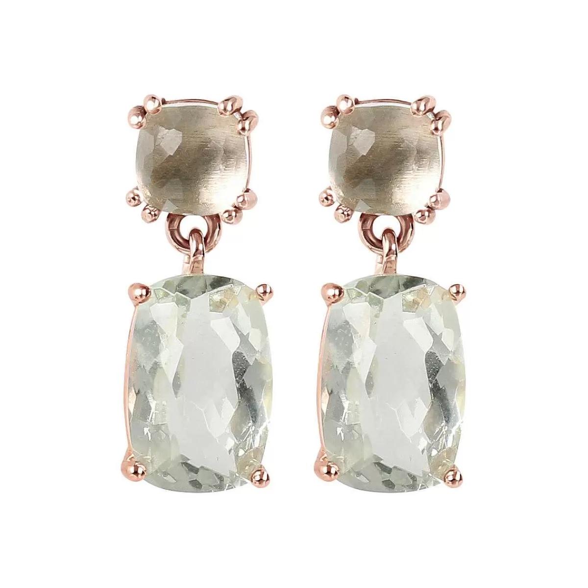 New Orecchini Pendenti In Oro 9Kt Con Pietra Naturale Taglio Sapone Orecchini