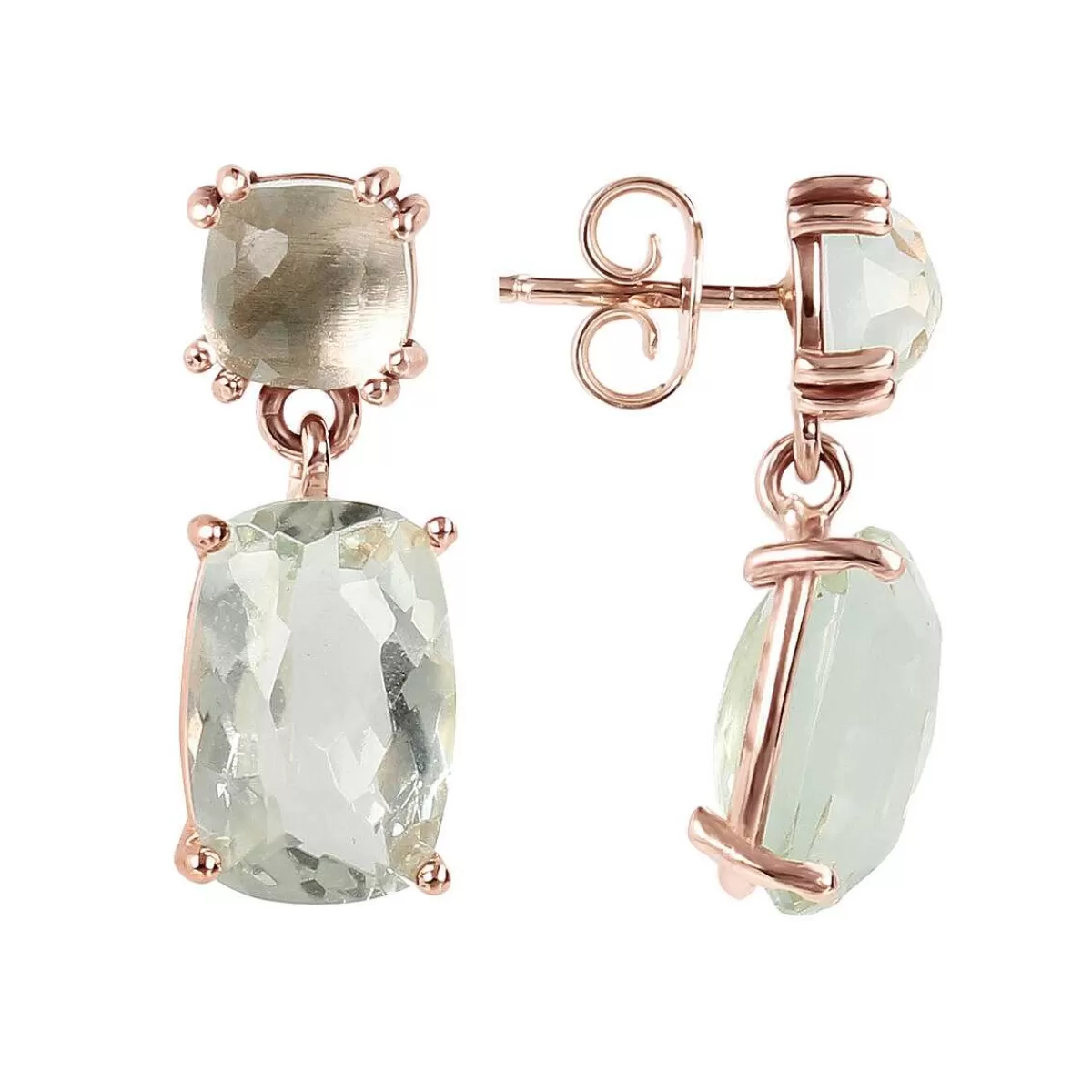 New Orecchini Pendenti In Oro 9Kt Con Pietra Naturale Taglio Sapone Orecchini