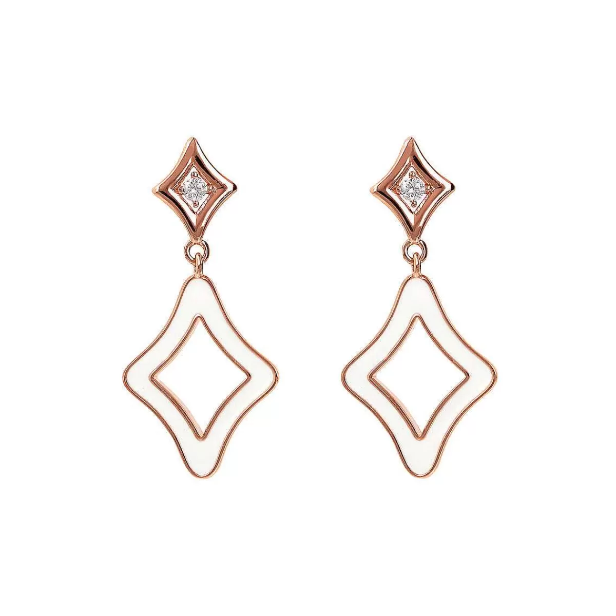 Flash Sale Orecchini Pendenti In Smalto Con Doppia Etoile E Punti Luce Cubic Zirconia Orecchini
