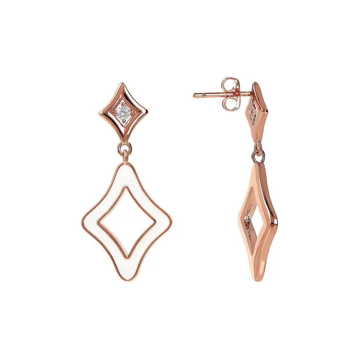 Flash Sale Orecchini Pendenti In Smalto Con Doppia Etoile E Punti Luce Cubic Zirconia Orecchini