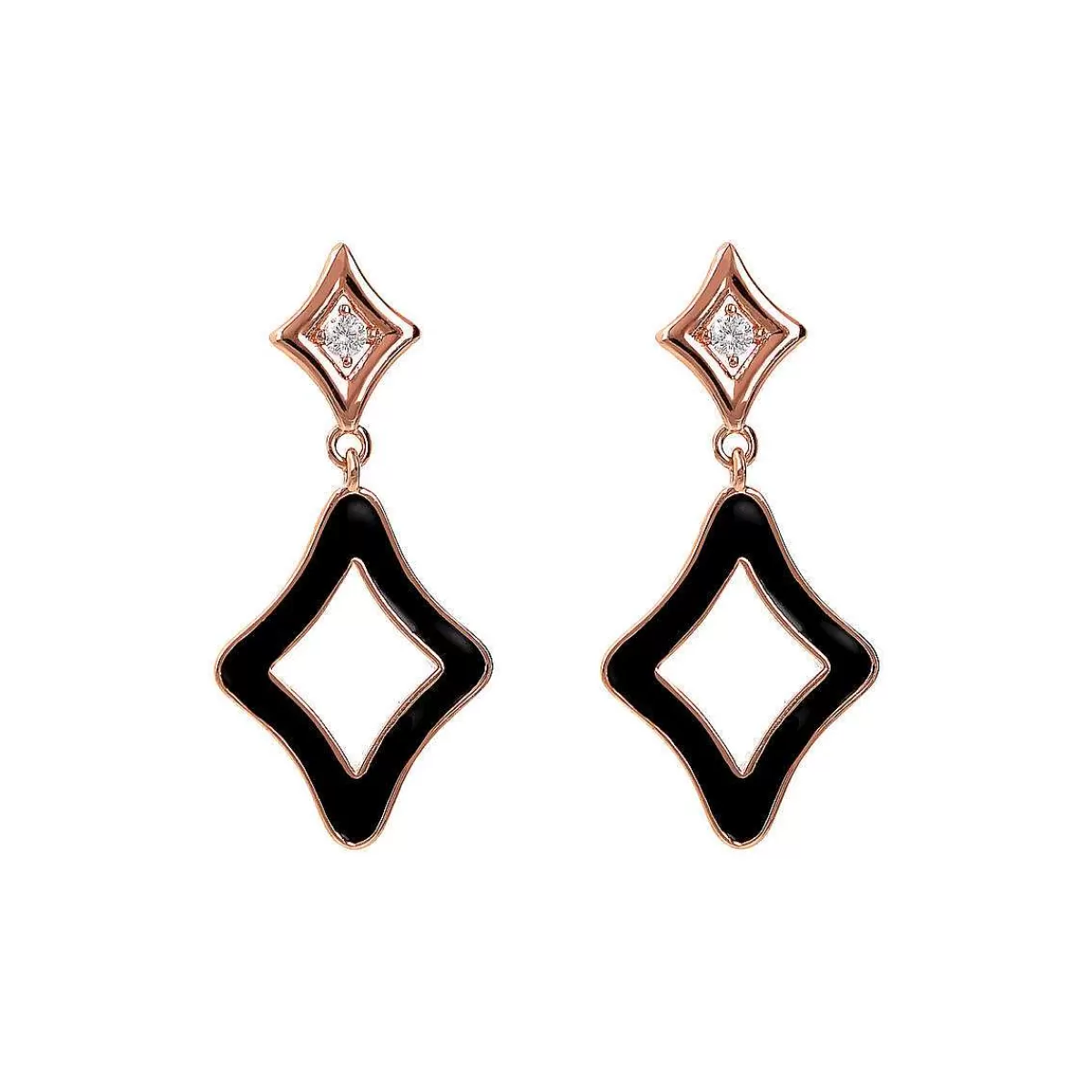 Flash Sale Orecchini Pendenti In Smalto Con Doppia Etoile E Punti Luce Cubic Zirconia Orecchini