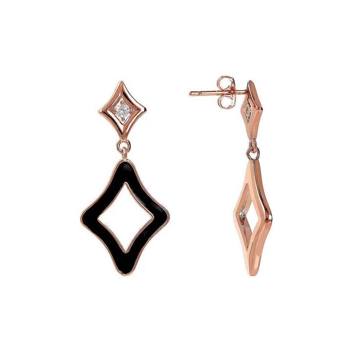 Flash Sale Orecchini Pendenti In Smalto Con Doppia Etoile E Punti Luce Cubic Zirconia Orecchini