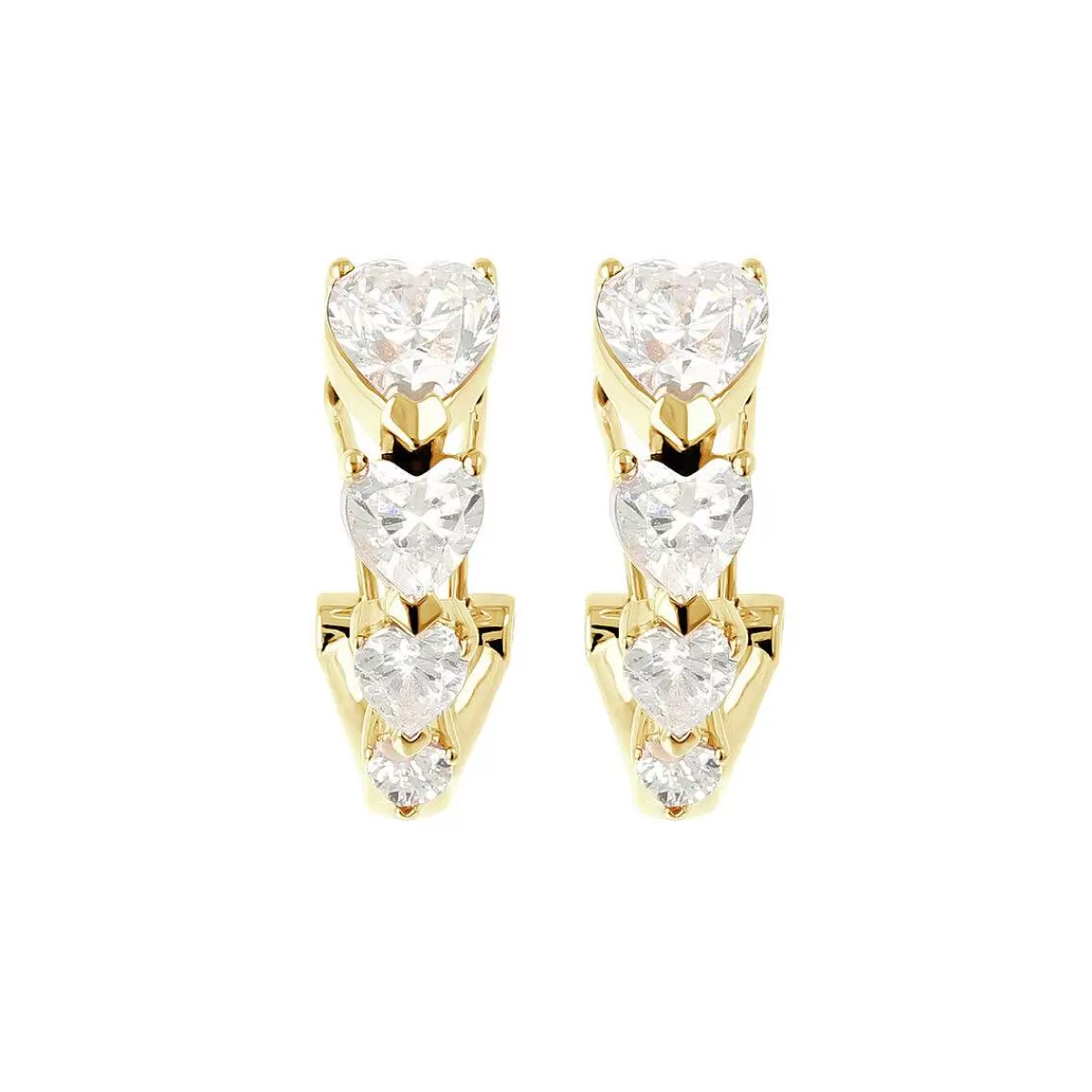 Store Orecchini Quattro Cuori In Cubic Zirconia Dorati Orecchini