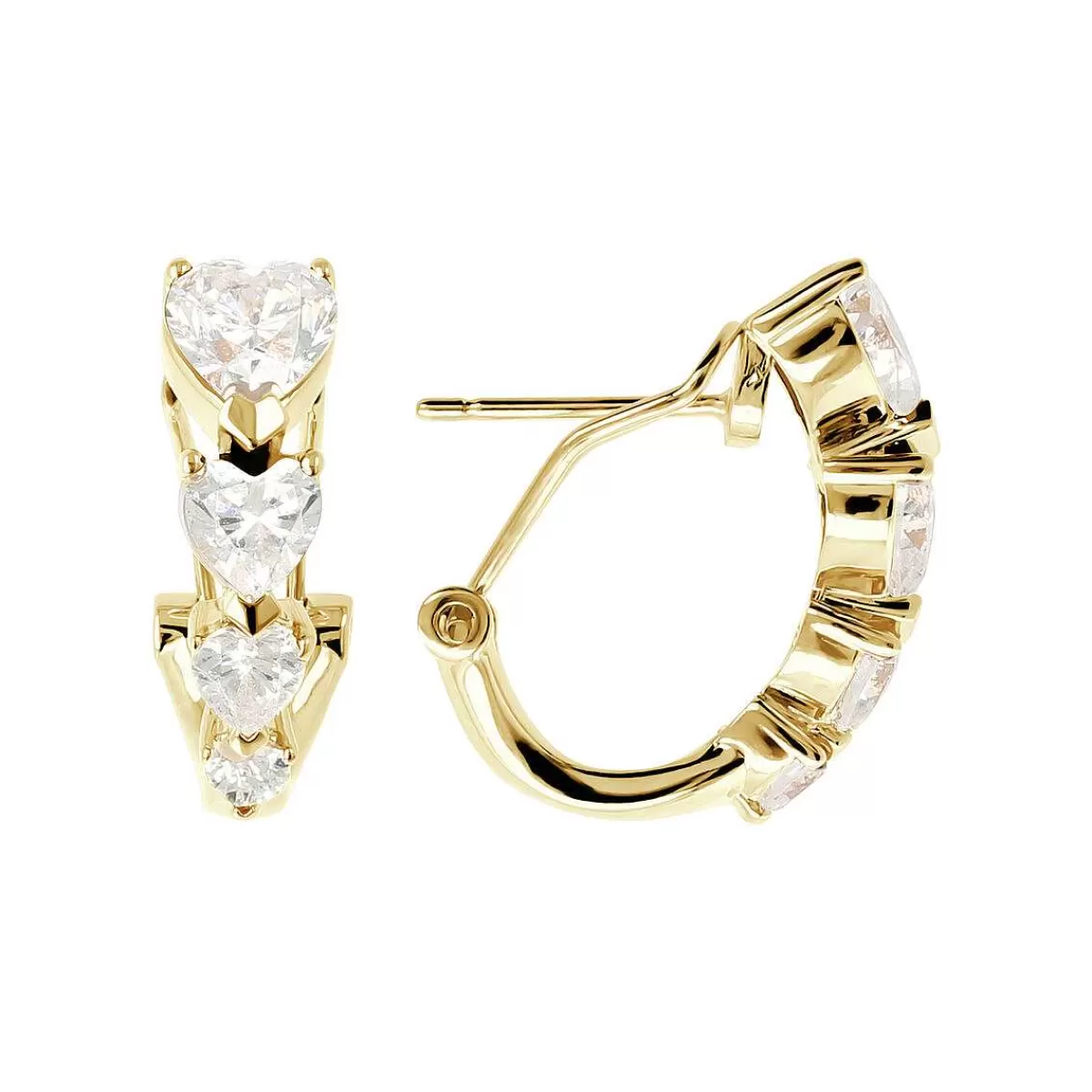 Store Orecchini Quattro Cuori In Cubic Zirconia Dorati Orecchini