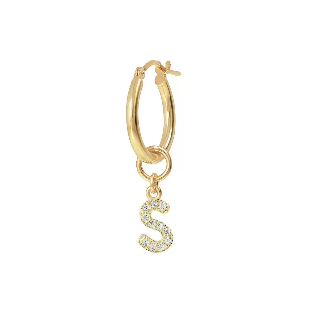 Flash Sale Orecchino Pendente Dorato Con Lettera In Pave Di Zirconi Orecchini