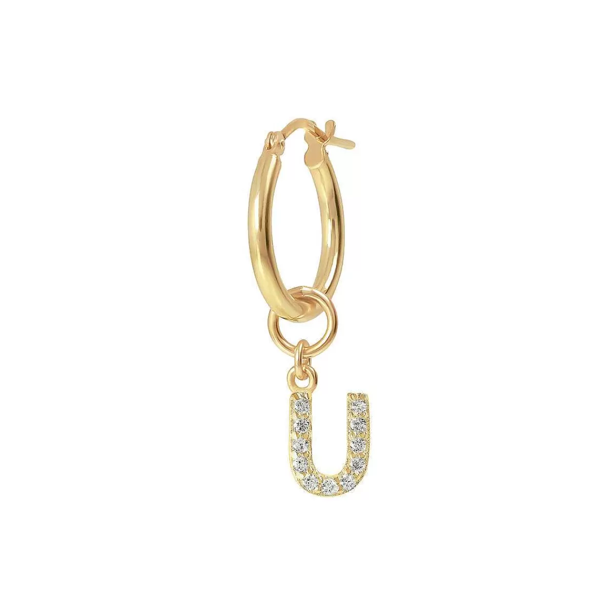 Flash Sale Orecchino Pendente Dorato Con Lettera In Pave Di Zirconi Orecchini