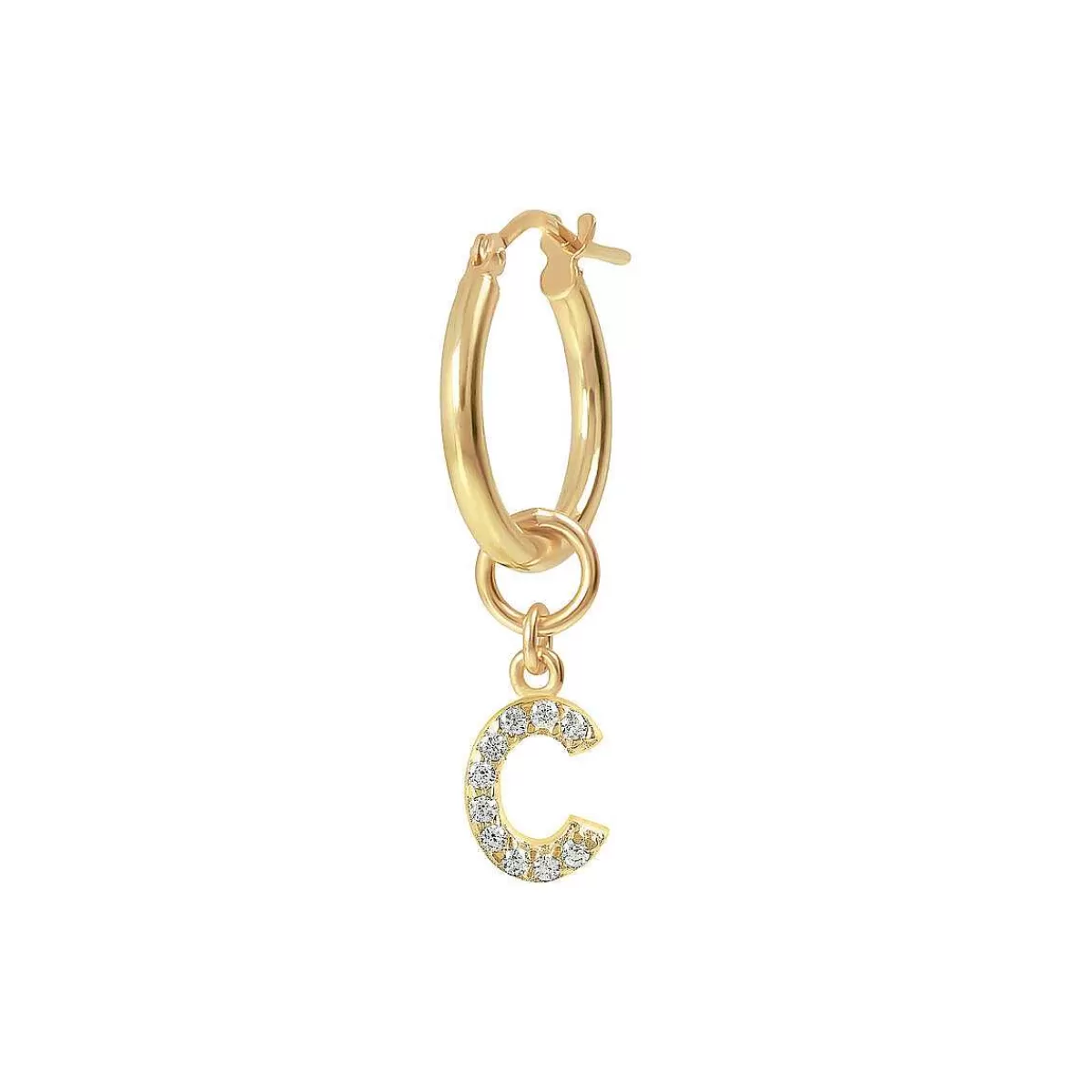 Flash Sale Orecchino Pendente Dorato Con Lettera In Pave Di Zirconi Orecchini